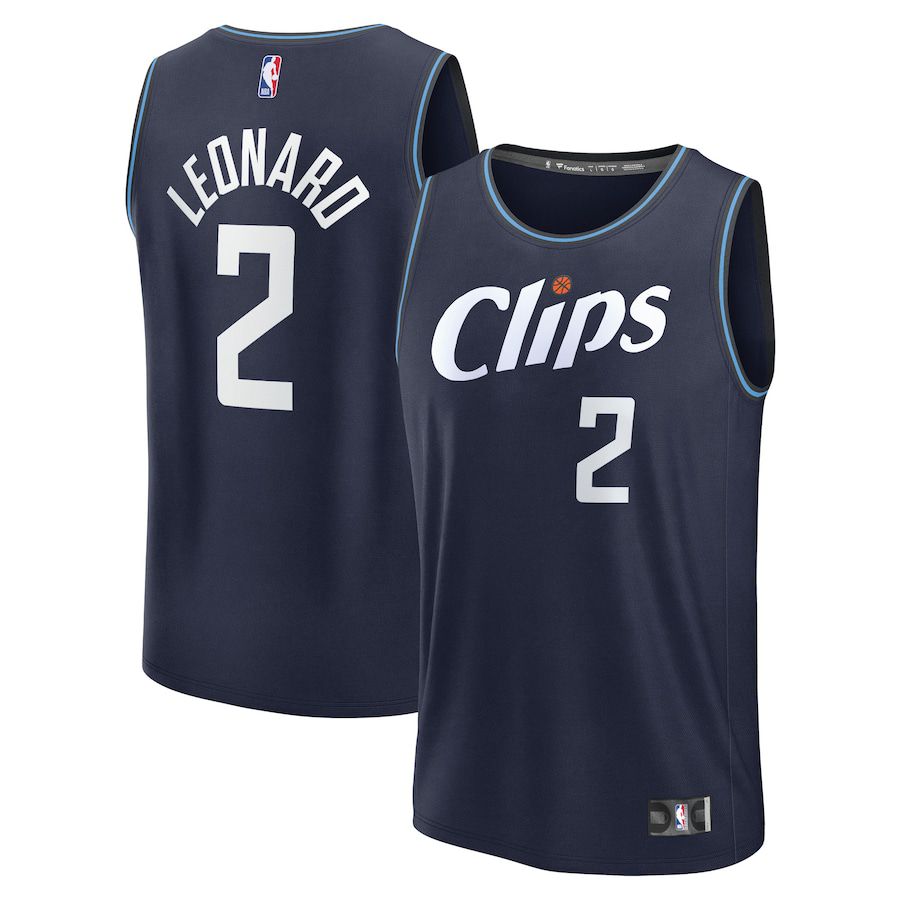 Men LA Clippers #2 Kawhi Leonard Fanatics Branded Navy City Edition 2023-24 Fast Break NBA Jersey->los angeles clippers->NBA Jersey
